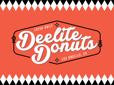 Deelite Donuts advertising badge california doughnuts letterform logo los angeles script sign star