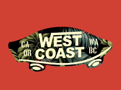 Best Coast "Of Them All" british columbia california decorative design graphic oregon skateboard sticker travel tropical washington west coast