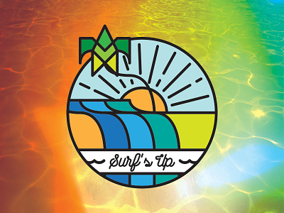 Surf's Up, Brah badge beach california icon lineart monoline ocean palm simple sun surfing ui