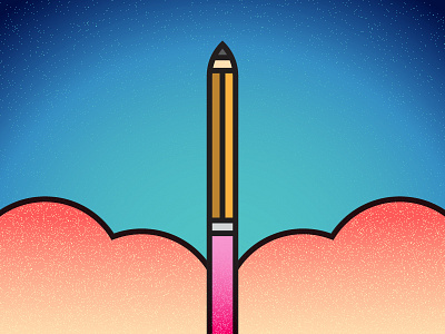Launch Truth editorial flat illustration launch pencil rocket simple space vector