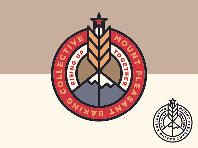 "To Each According To His Knead" badge bakery branding design flat illustration mountain vector wheat