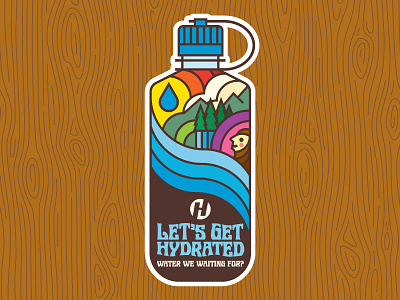 Turn On, Fill Up, Drop Out design flat icon logo monoline mountains nalgene outdoors psychedelic sticker trippy