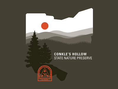 Conkle's Hollow adventure design flat hiking icon logo nature ohio outdoors park