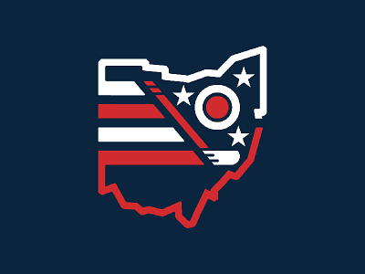 The Puck-Ice State columbus design flat hockey icon logo nhl ohio retro sports