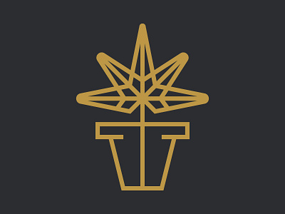 Yes We Cannabis 420 flat geometry gold grid grow icon logo marijuana plant