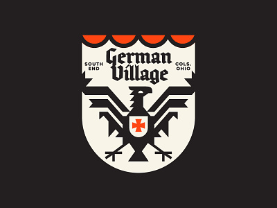 The Village blackletter design eagle flat geometric german grid heraldry history logo modern ohio