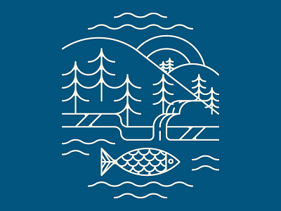 Nautical By Nature apparel design fish icon illustration logo mountain ocean outdoors tree