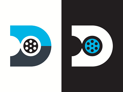 Keeping It Reel blue cinema film flat icon identity logo logomark movie reel