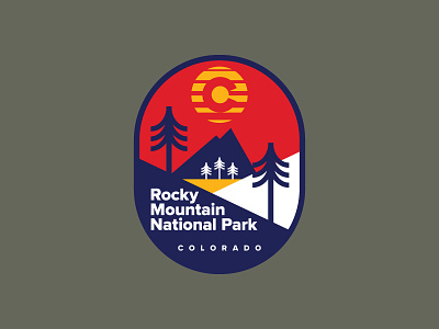 Rocky Mountain National Park badge colorado design flat hiking icon logo outdoors patch ui