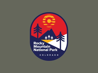 Rocky Mountain National Park badge colorado design flat hiking icon logo outdoors patch ui