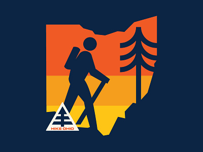 O-Hike-O adventure design flat hiking icon logo nature ohio outdoors park