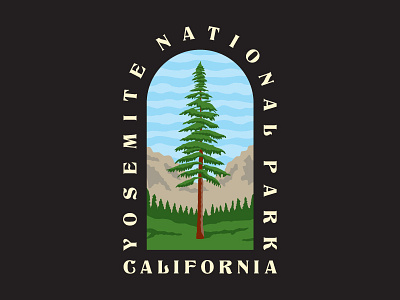 Yosemite appare california design flat illustration lettering national park nature portrait shapes tree vector