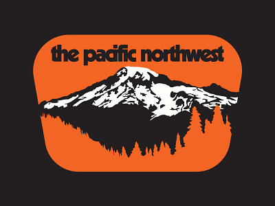 Northwest is Northbest 1970s badge branding decal design flat illustration mountain orange pacific northwest patch vector