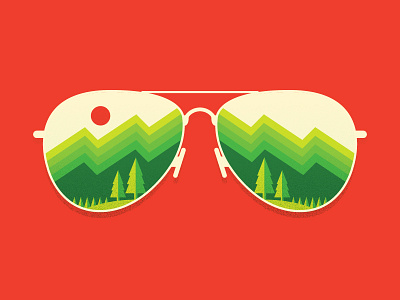 The Glasses Are Half-Full apparel design flat forest glasses hiking icon illustration mountains outdoors