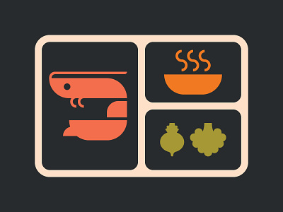 Putting the Ben in Bento abstract bento flat food icon illustration logo modernist shrimp soup startup ui
