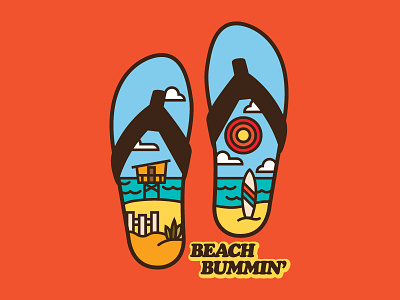 To Beach Their Own beach flat illustration logo ocean rainbow sandals summer sun surfing ui