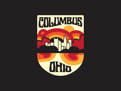 Take A Trip To Columbus badge columbus decal hippie illustration lettering logo ohio psychedelic sticker typography