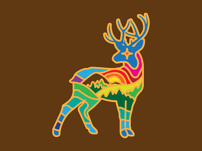 Psychedeerlick animal apparel deer design enamel flat illustration nature patch pin shapes vector