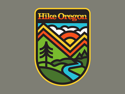 The Oregon Trail adventure apparel badge design flat hiking icon logo nature oregon outdoors