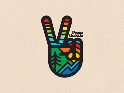 Peace Out...side badge colors decal design flat hippie illustration outdoors peace psychedelic ui
