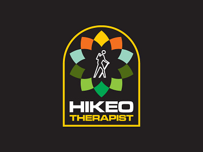 Hikeotherapist Patch adventure apparel badge design flat hiking icon logo nature outdoors patch