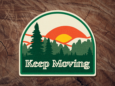 Move It or Lose It apparel decal design illustration mountain outdoors patch pin pines retro sticker trees