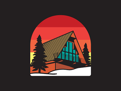 Fitting the A-Frame apparel cabin editorial forest illustration lifestyle outdoors pnw retro sunset trees washington