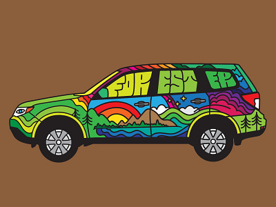 2012 Subaru Forester car colorful colors editorial forester illustration outdoors psychedelic retro subaru ui