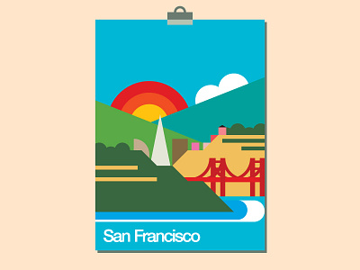 San Francisco Hangs california colors graphic illustration modernism outdoors poster san francisco shapes simple sunrise
