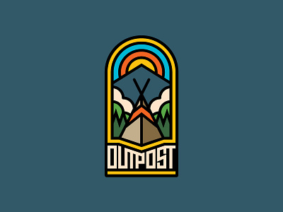 Outpost Coffee Mark adventure apparel badge camping coffee design flat icon logo mountain outdoors patch