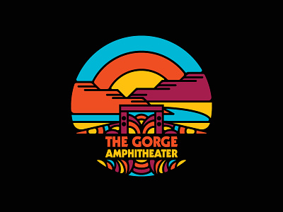Hey Gorge-ous apparel badge circle color concert hippie illustration logo psychedelic retro the gorge washington
