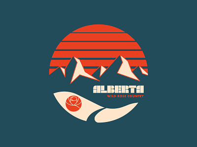 Alberta alberta apparel badge canada circle color illustration logo mountains outdoors retro rose