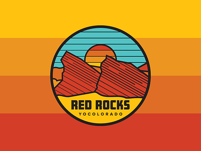 Red Rocks Badge badge camping colorado gradient hiking icon illustration outdoors red rocks retro sunset ui