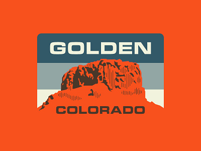 Stay Golden apparel color colorado flat illustration knockout logo mountain outdoors patch sticker vintage