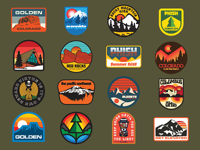 HDS Patch Work 2018 colorado forest illustration mountain outdoors pacific northwest patch patches phish retro sticker set vintage