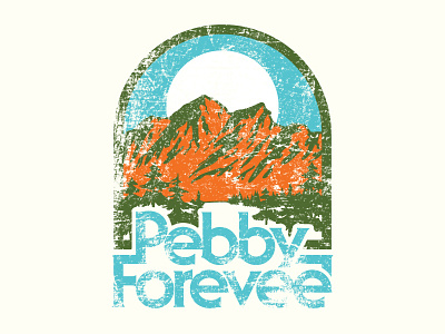 Pebby Forevee: Mountains R Callin' apparel badge branding design hiking illustration nature outdoors patch retro simple typography