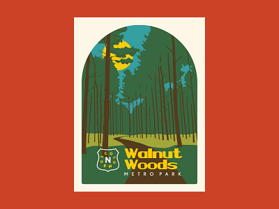 Walnut Woods WPA MetroPark Poster flat forest hiking illustration national parks nature outdoors parks poster poster art retro wpa