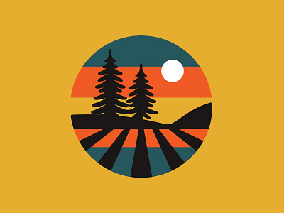 Sequoia Sunset badge farming flat hiking icon illustration nature outdoors pine tree retro ui vector