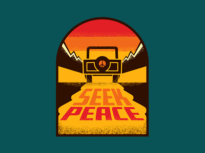 Peaceseeker apparel graphic illustration jeep mountains outdoors patch peace retro sticker texture true grit texture supply