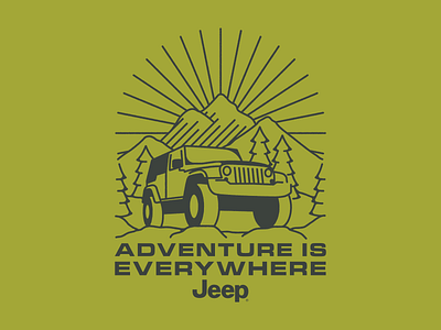 Adventure is Everywhere branding design flat illustration jeep licensing mountains nature outdoors retro