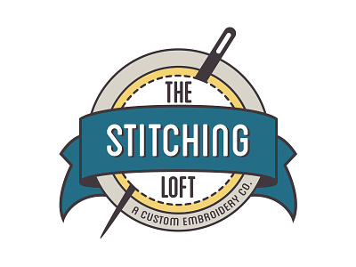 The Stitching Loft: Logo badge embroidery loft needle logo ribbon sewing stitches stitching