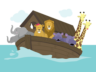 Noah's Ark baby shower biblical boat animals illustration noahs ark twins