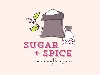 Sugar + Spice baby girl baby shower illustration invitation spice sugar typography