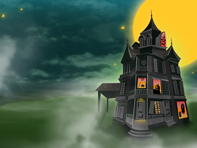 Haunted House fog haunted holiday house illustration or treat trick