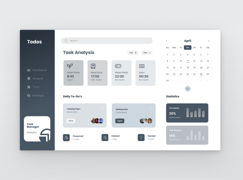 Task Manager Single-Page Design by Nafis honarmayeh on Dribbble