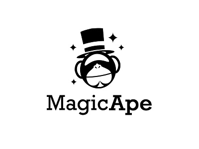 Magic Ape Logo Concept branding design graphic design illustration logo magician minimalist monkey negative space typography vector