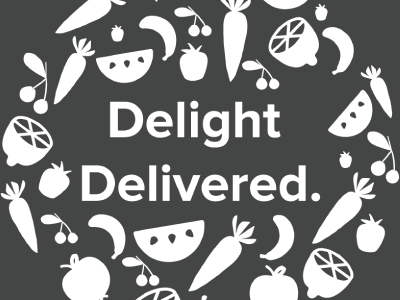 Delight Delivered. clear design fruit grey shirt simple white