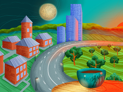 City. From the project ECO&ART packaging. 2d city eco illustration photoshop sneekers