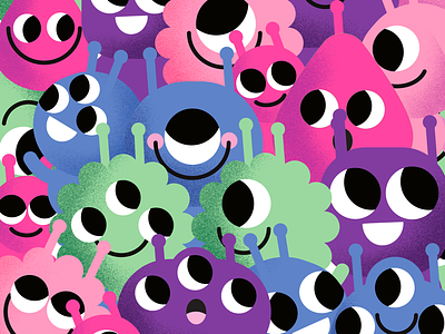 Alien Print alien blue character cute design eyes illustration mascot pattern pink print procreate red space texture vector