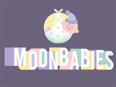 Moonbabies Branding baby branding cute hat kids moon pastel purple typography